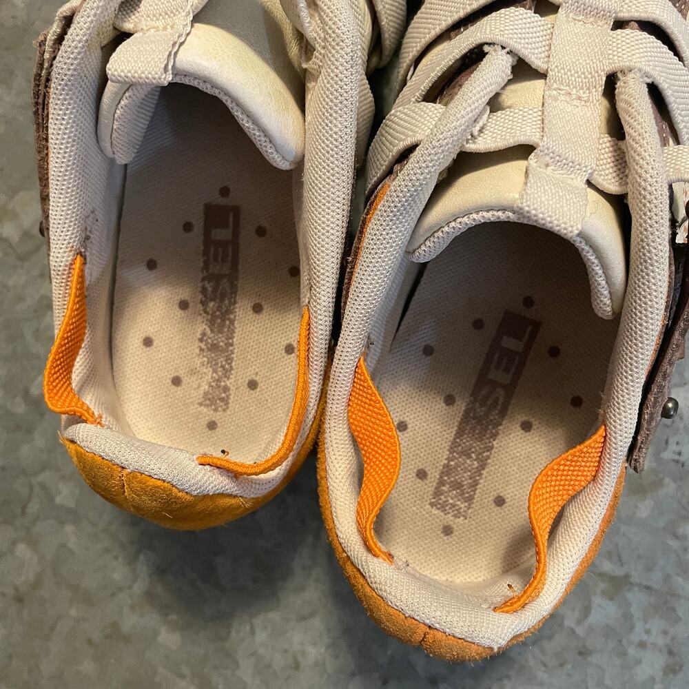 Diesel Moslette Low Top Shoes Sneakers Womens 7.5 Brown Cream Orange Vintage Y2K - Picture 9 of 10